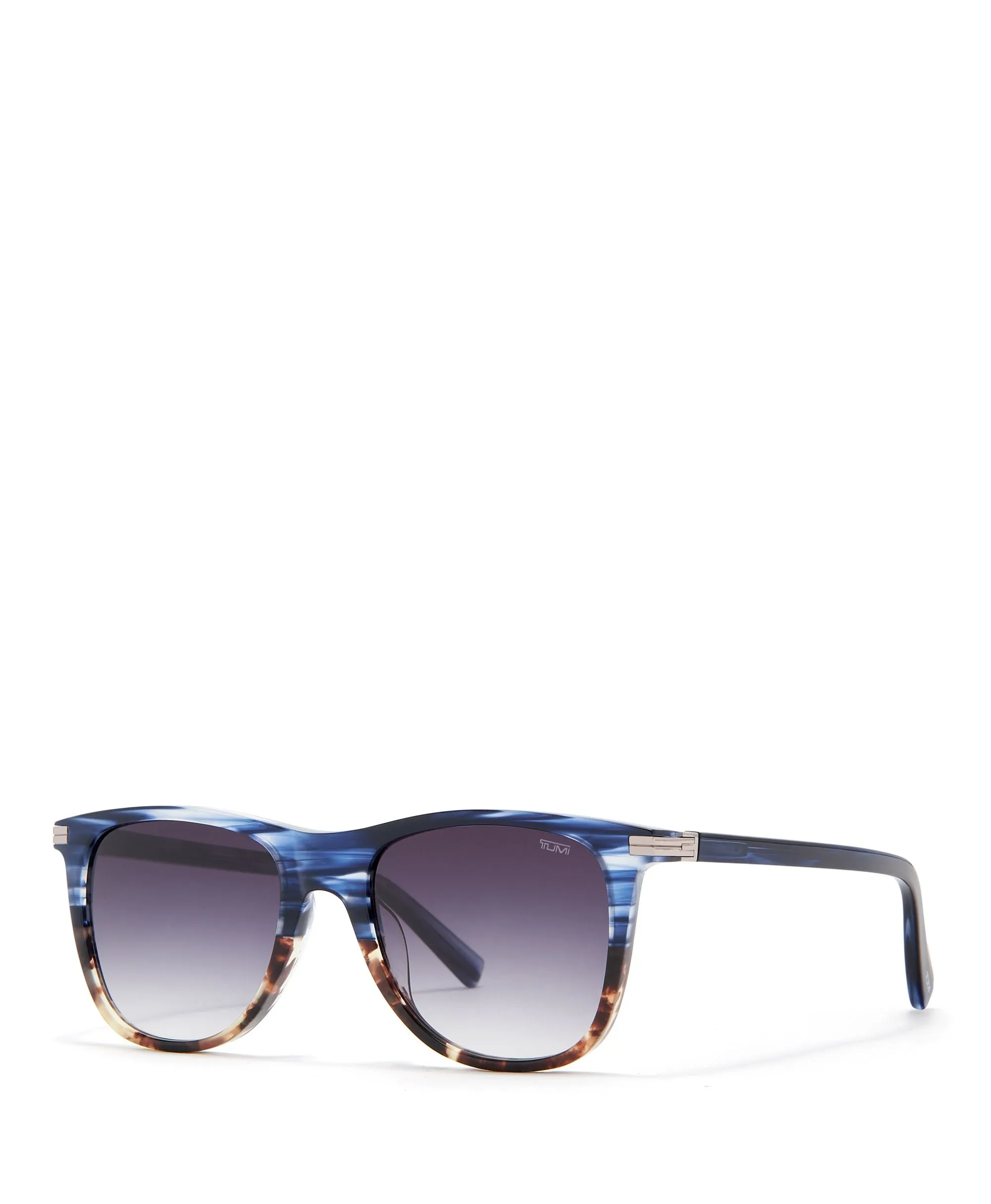 TUMI Mens 506 Two Tone Blue Tortoise Rectangle Sunglasses - Non-Polarized