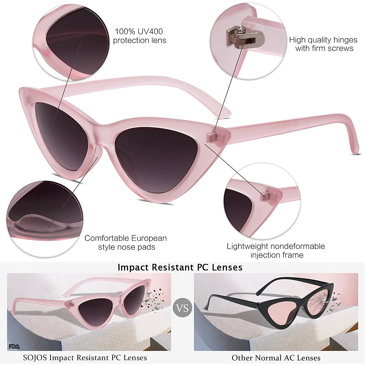 Women's Vintage Narrow Cat Eye Sunglasses