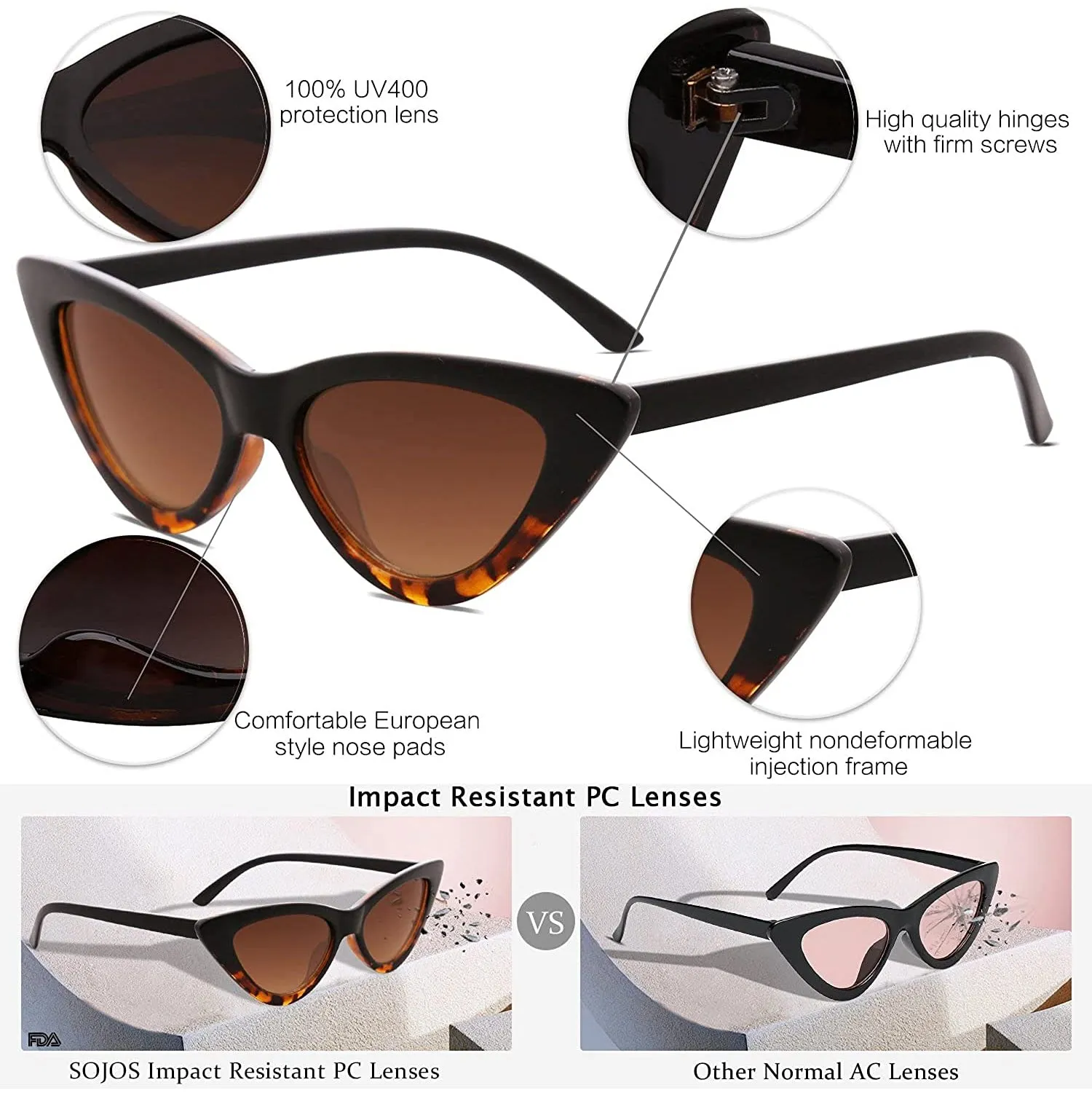 Women's Vintage Narrow Cat Eye Sunglasses