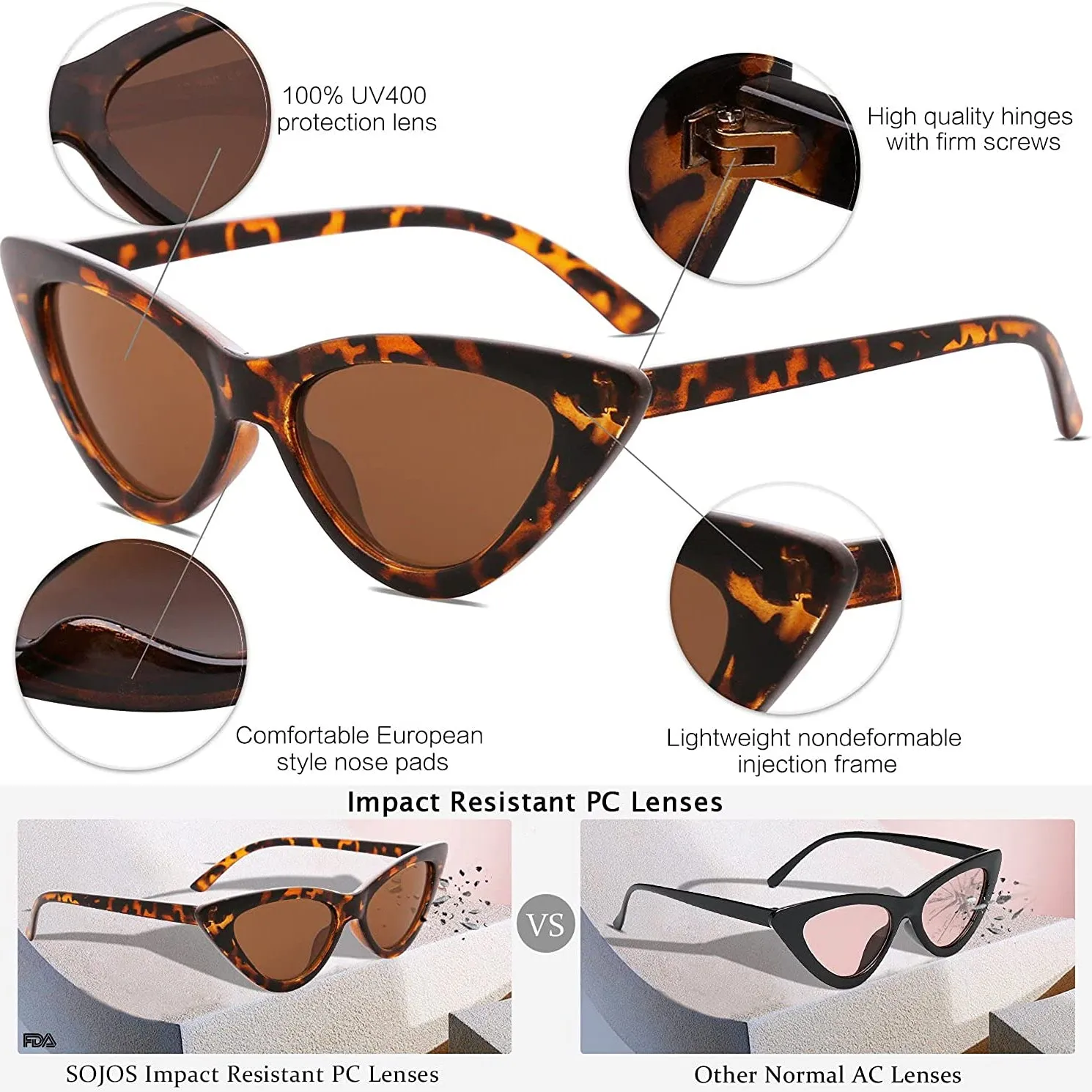 Women's Vintage Narrow Cat Eye Sunglasses